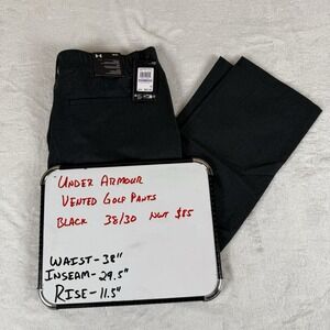 New Under Armour Golf Storm Vented Pants Men's 38x30 Black Straight Fit $85